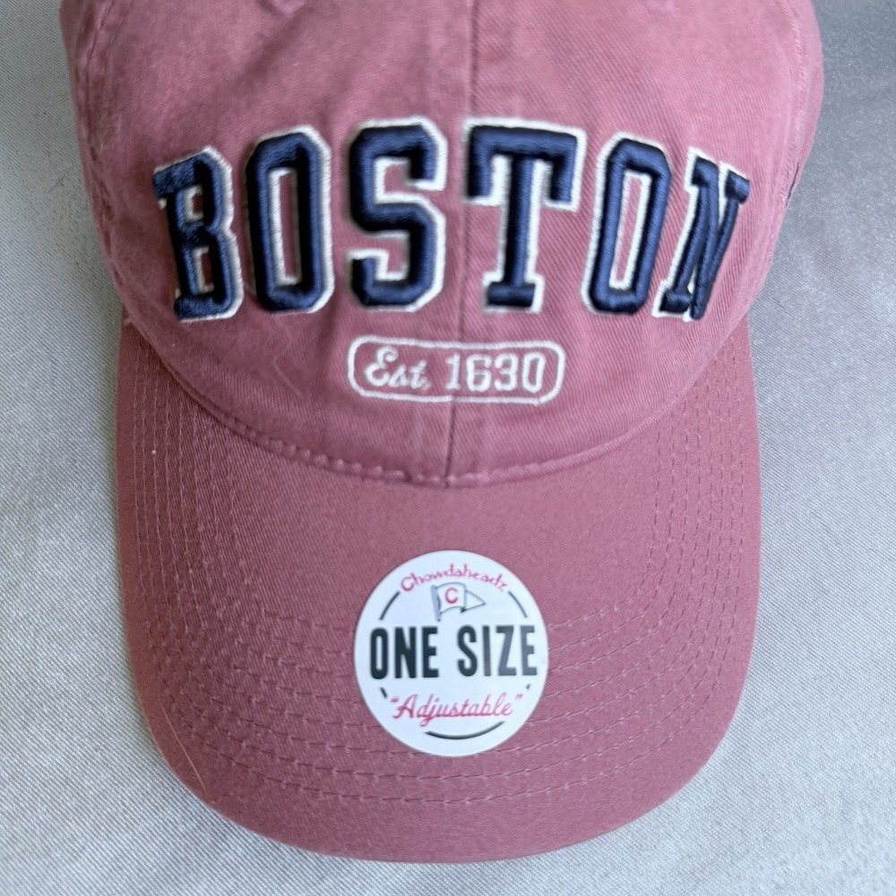 Chowdaheadz Boston Baseball Cap Dusty Rose OSFM Est 1630 Cotton Adjustable Hat